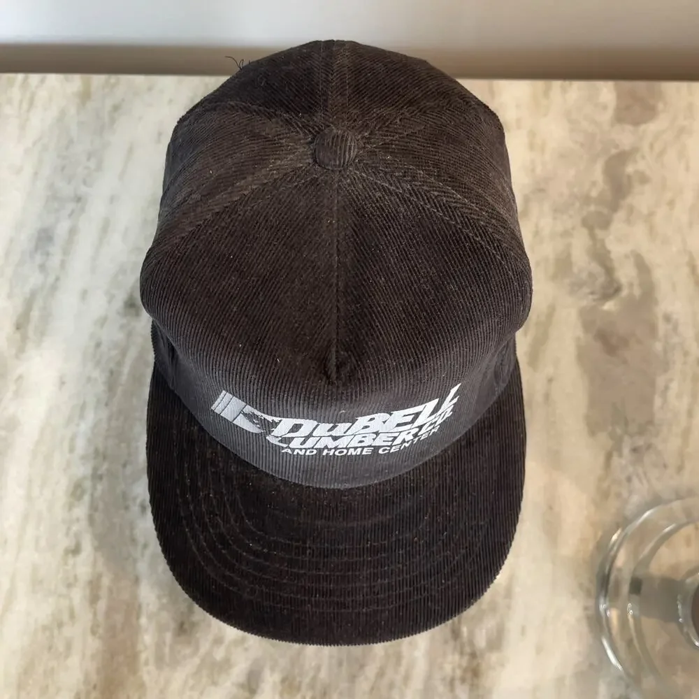 Vintage Black Dubell Lumber Corduroy One Size Adult Strapback Trucker Hat 5